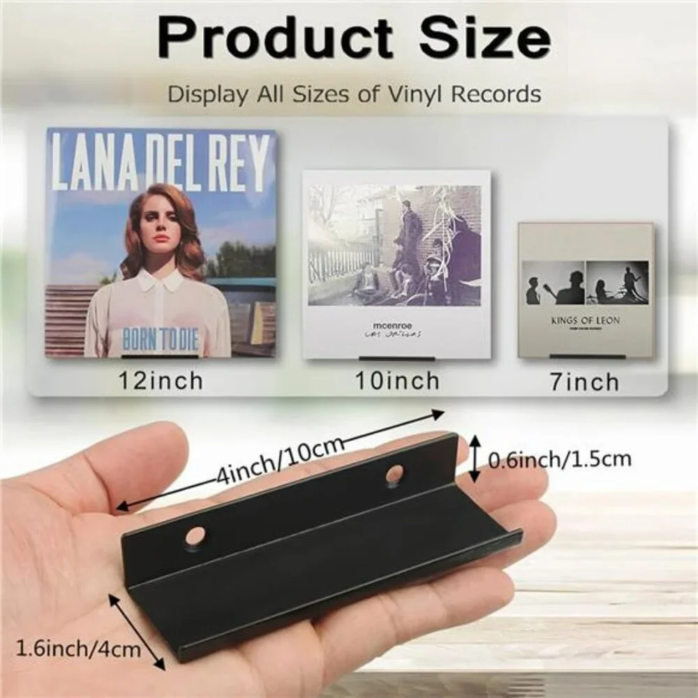 Set of 10 vinyl record wall mount shelves black metal album display storage rack